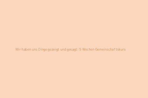 Wir haben uns Dinge gezeigt und gesagt: 5 Wochen Gemeinschaftskurs
